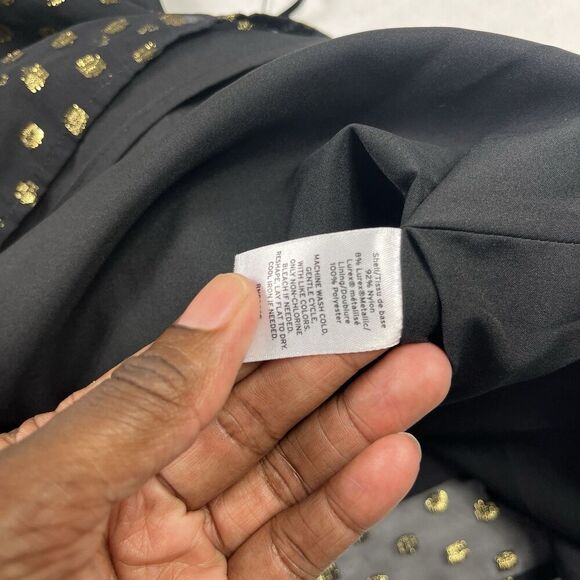 Halogen Tank Top Large NWT Black Gold Metallic Dots Sheer Overlay Dressy Blouse - Picture 9 of 12